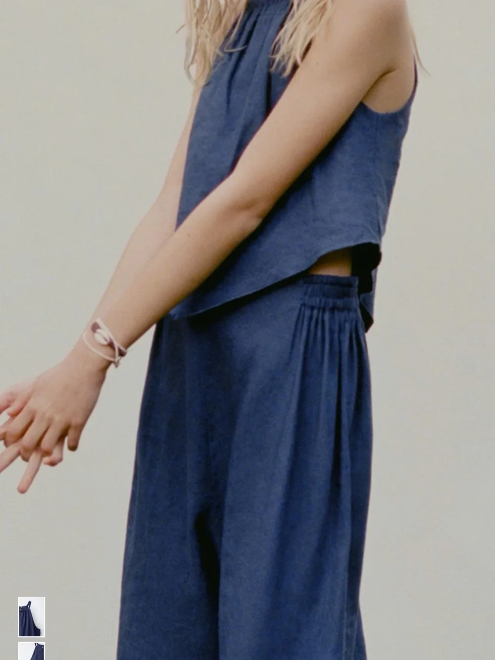 Kids Zara long linen blend Navy Halter Jumpsuit